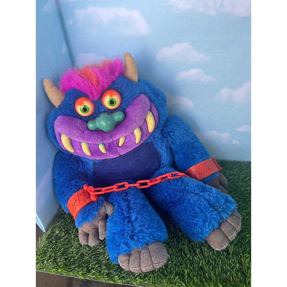 Vintage 2001 My Pet Monster Plush Toy with Orange Handcuffs AmToy Toy